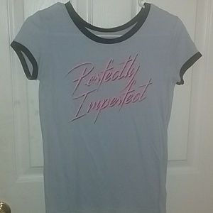 Light blue Arizona jeans co shirt with pink words